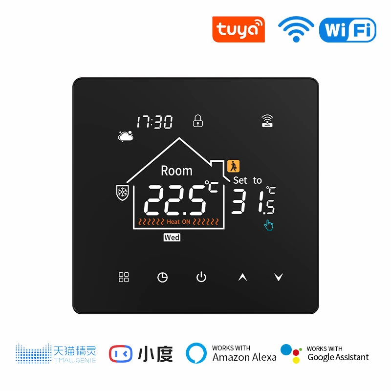 K7 Tuya Smart WiFi Thermostat with LCD Touch Screen for Electric/Water Heating Weekly Programmable Child Lock Voice Control with Alexa Google Home — view 2