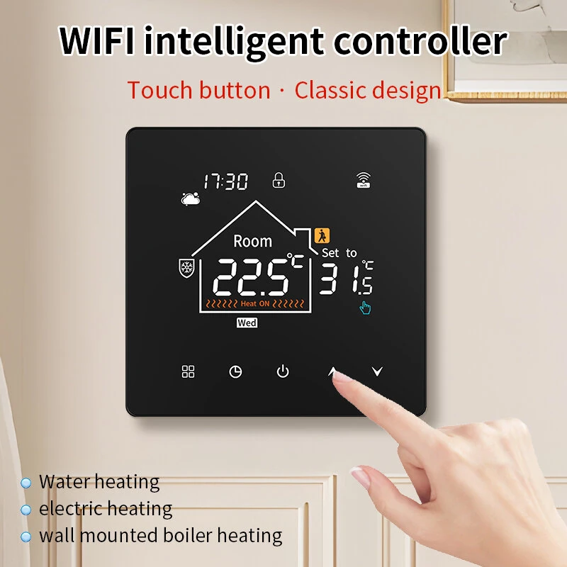 K7 Tuya Smart WiFi Thermostat with LCD Touch Screen for Electric/Water Heating Weekly Programmable Child Lock Voice Control with Alexa Google Home — view 3