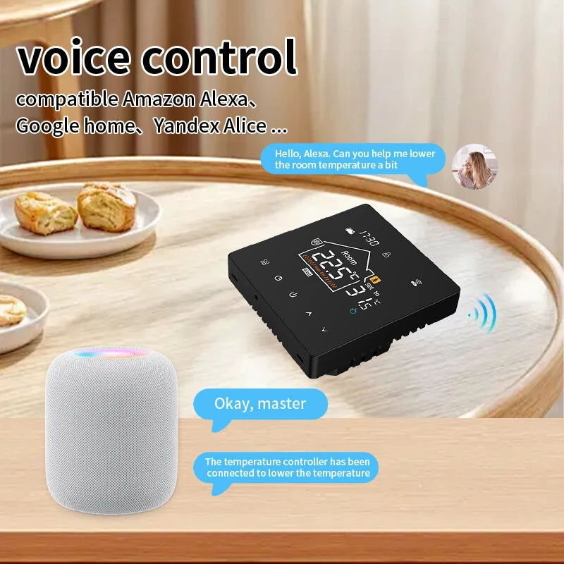 K7 Tuya Smart WiFi Thermostat with LCD Touch Screen for Electric/Water Heating Weekly Programmable Child Lock Voice Control with Alexa Google Home — view 6