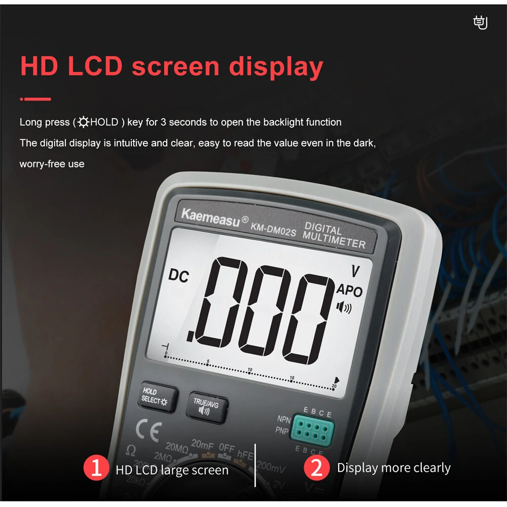 Kaemeasu KM-DM02S Digital Multimeter with Voice Broadcast True RMS Measurement Non-Contact Voltage Detection High Precision Auto-Ranging Multimeter for Electrical Troubleshooting — view 8