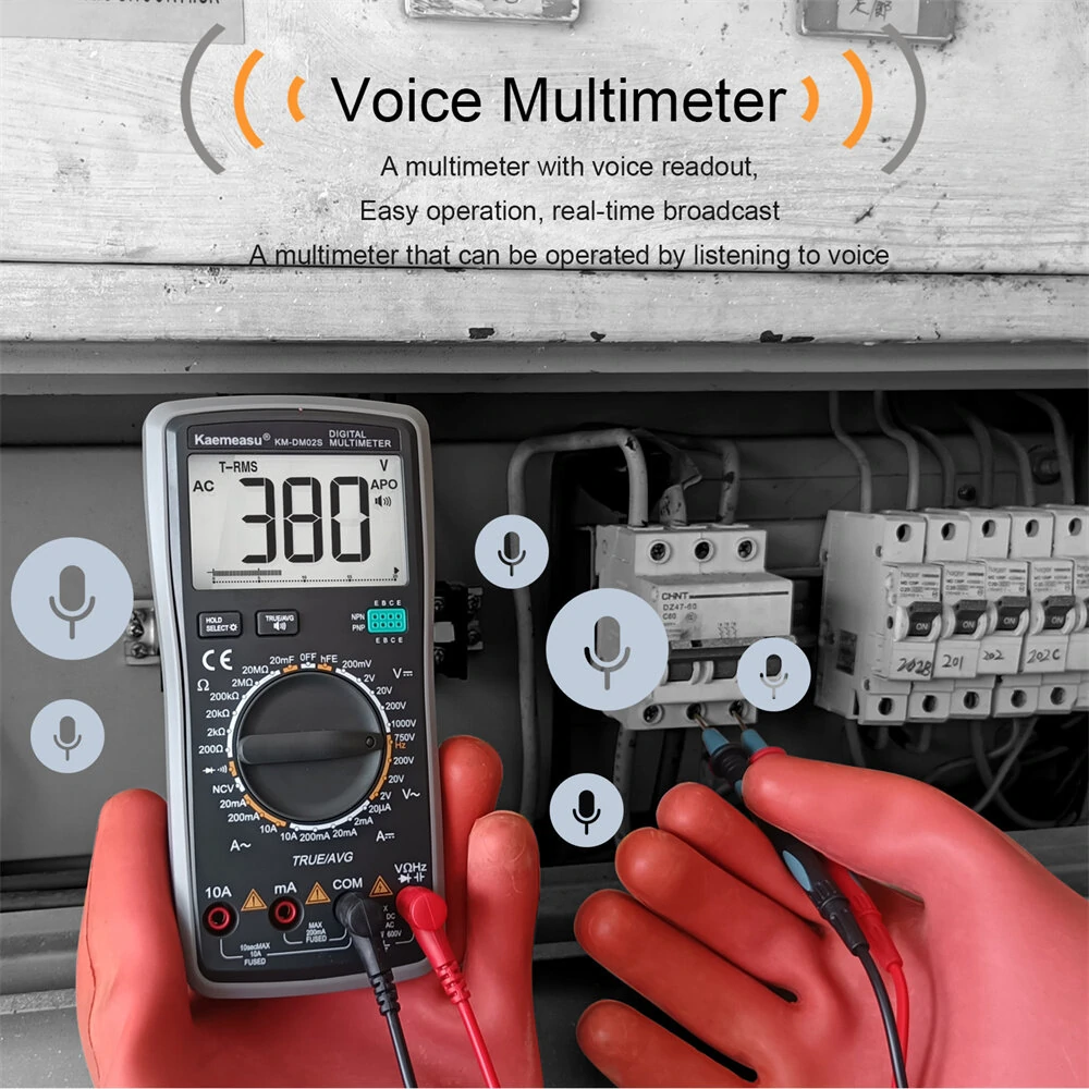 Kaemeasu KM-DM02S Digital Multimeter with Voice Broadcast True RMS Measurement Non-Contact Voltage Detection High Precision Auto-Ranging Multimeter for Electrical Troubleshooting — view 9