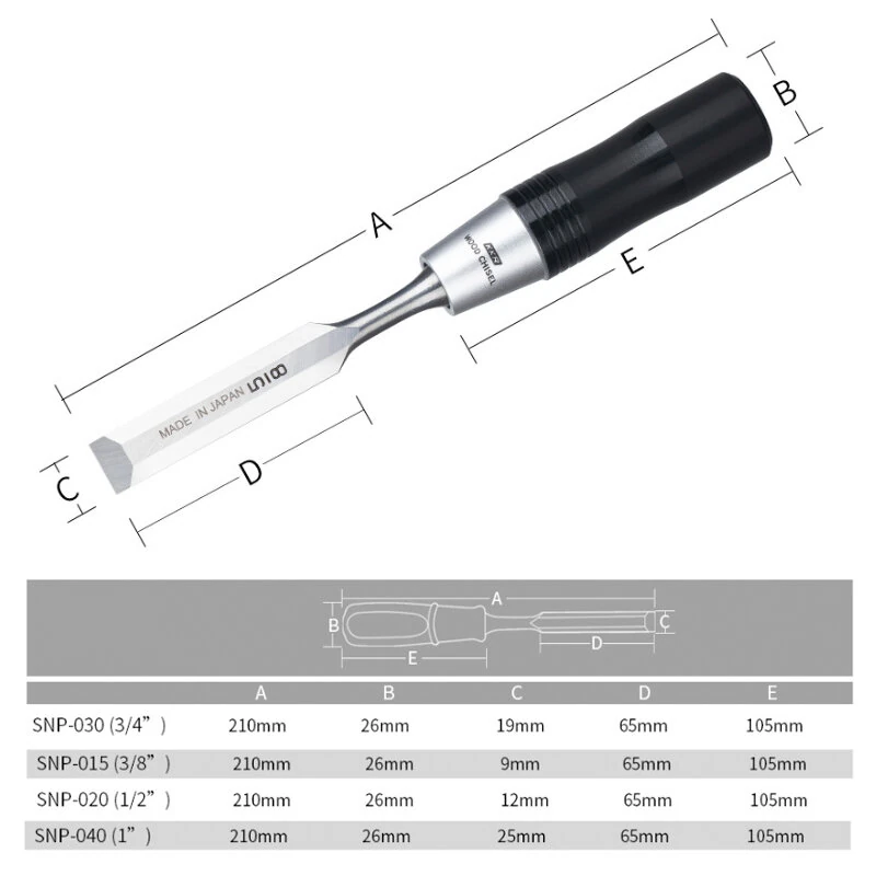 KAKURI 3/4PCS Japanese Wood Chisel High Carbon Steel Blade with HRC60-62 Hardness for Woodworking Carving Carpentry — view 3