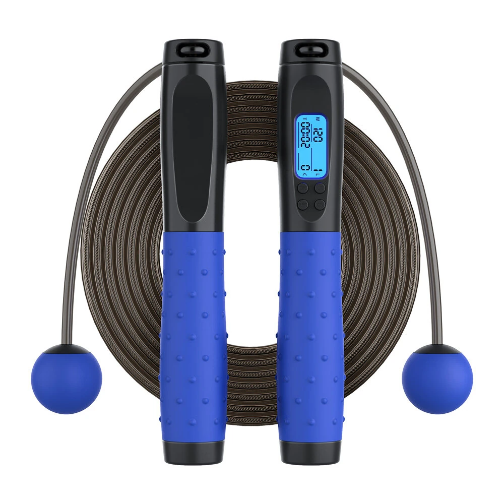 KALOAD 10" Digital Jump Rope with Counter HD LCD Display Ball Bearings Rapid Speed Jump Rope Cable 360°Tangle-free Design Rope / Cordless Option — KALOAD