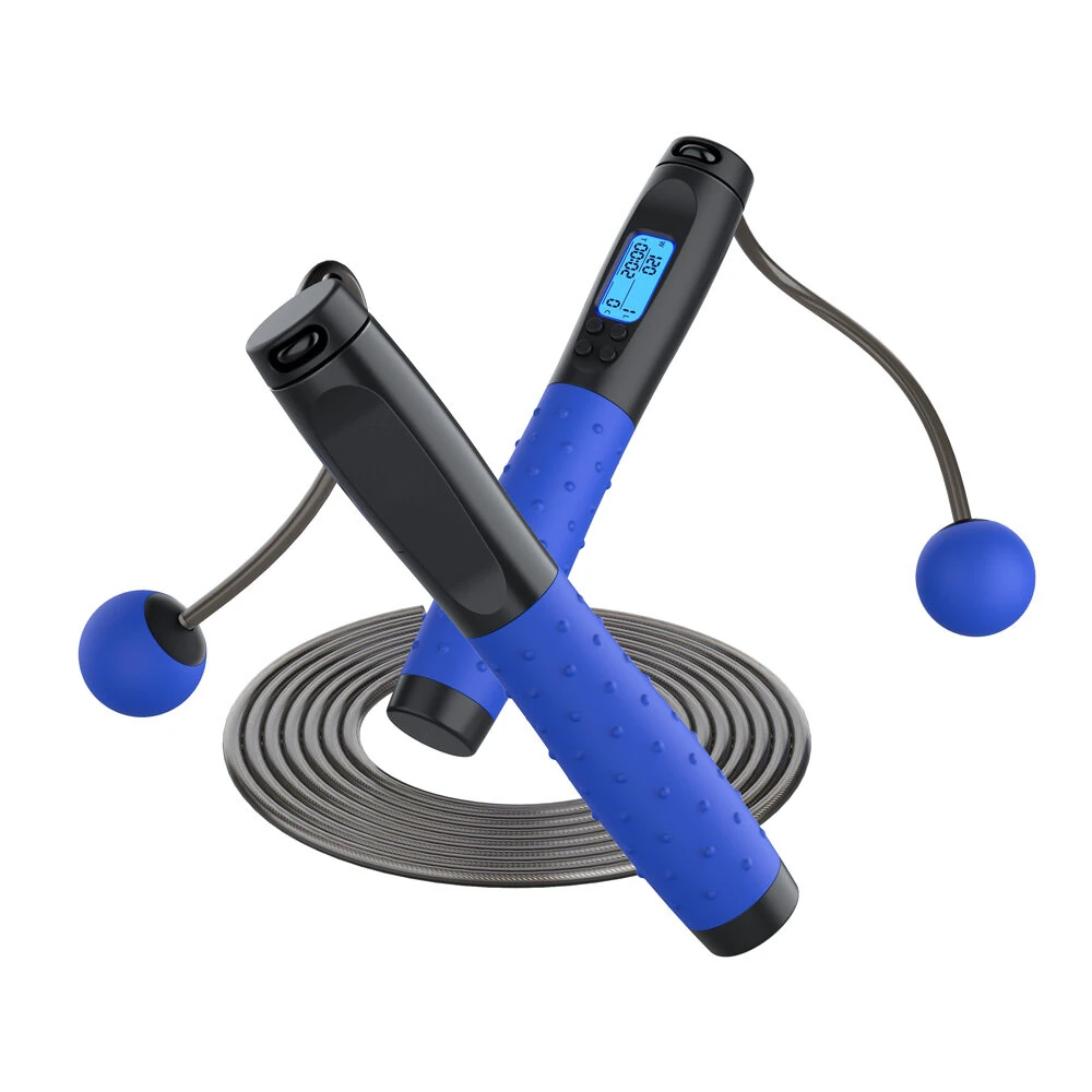 KALOAD 10" Digital Jump Rope with Counter HD LCD Display Ball Bearings Rapid Speed Jump Rope Cable 360°Tangle-free Design Rope / Cordless Option — view 5