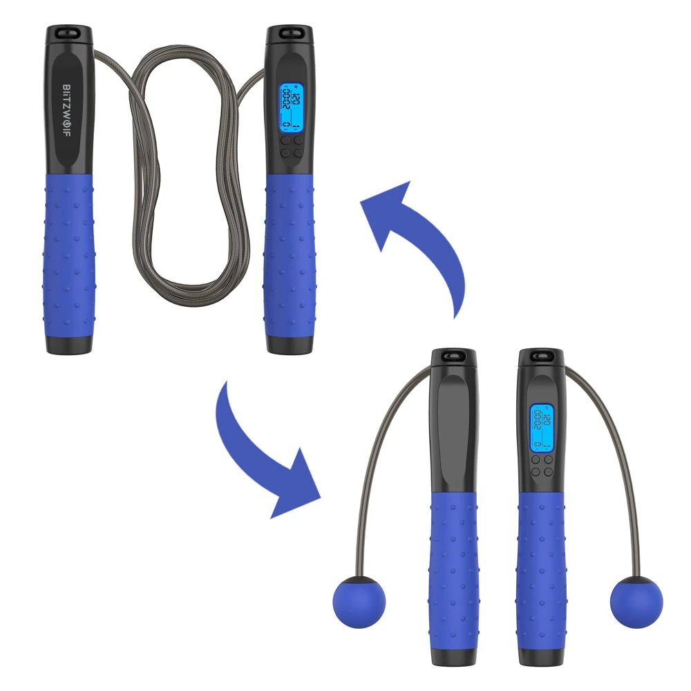 KALOAD 10" Digital Jump Rope with Counter HD LCD Display Ball Bearings Rapid Speed Jump Rope Cable 360°Tangle-free Design Rope / Cordless Option — view 6
