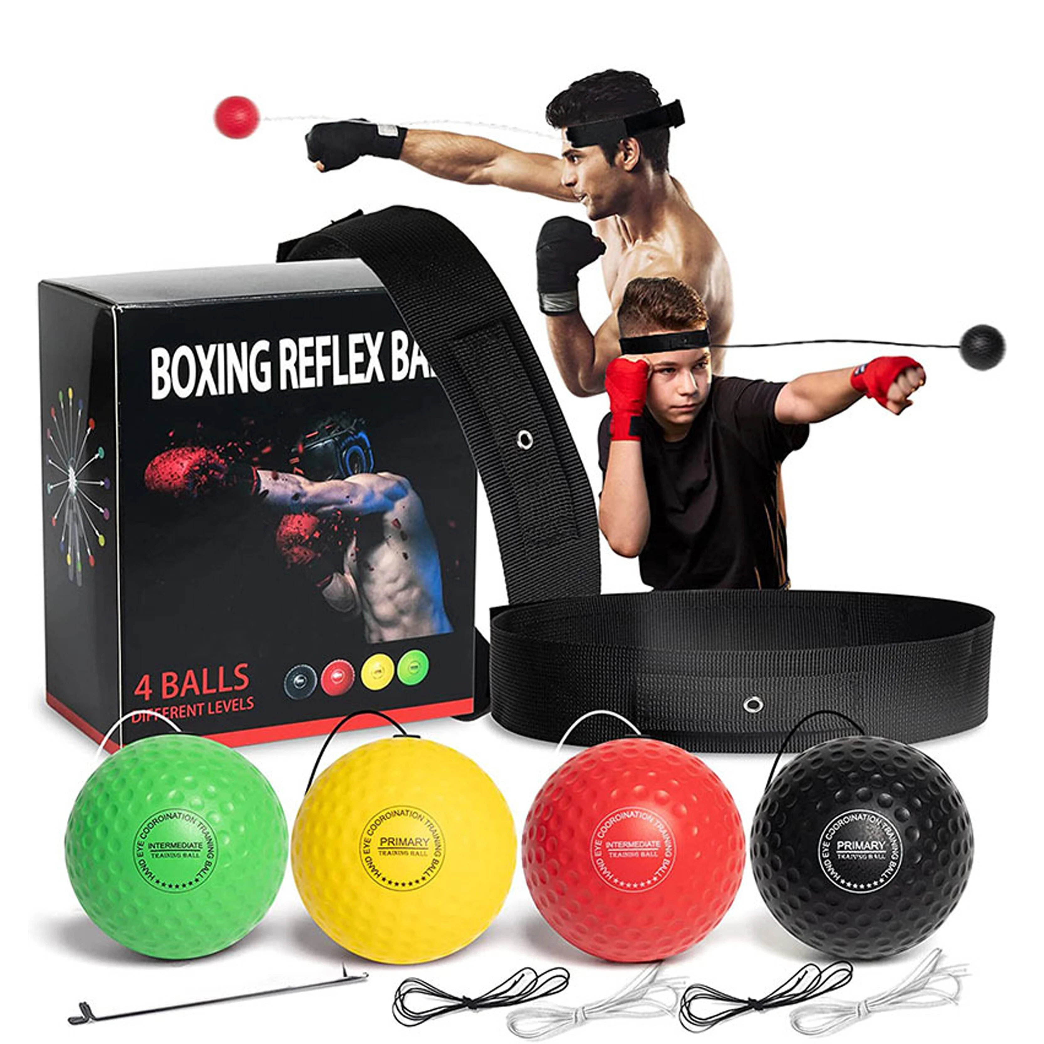 KALOAD 4 Colors Boxing Reaction Ball Set Hand Eye Reaction Headband-mounted Training Ball for Reaction Sanda Punching Speed Fight Skill