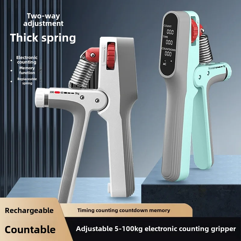 KALOAD 5-100kg USB Rechargeable Electronic Counting Hand Gripper Adjustable Resistance Strengthener for Finger Arm Muscle Strength Exercise Training — view 2