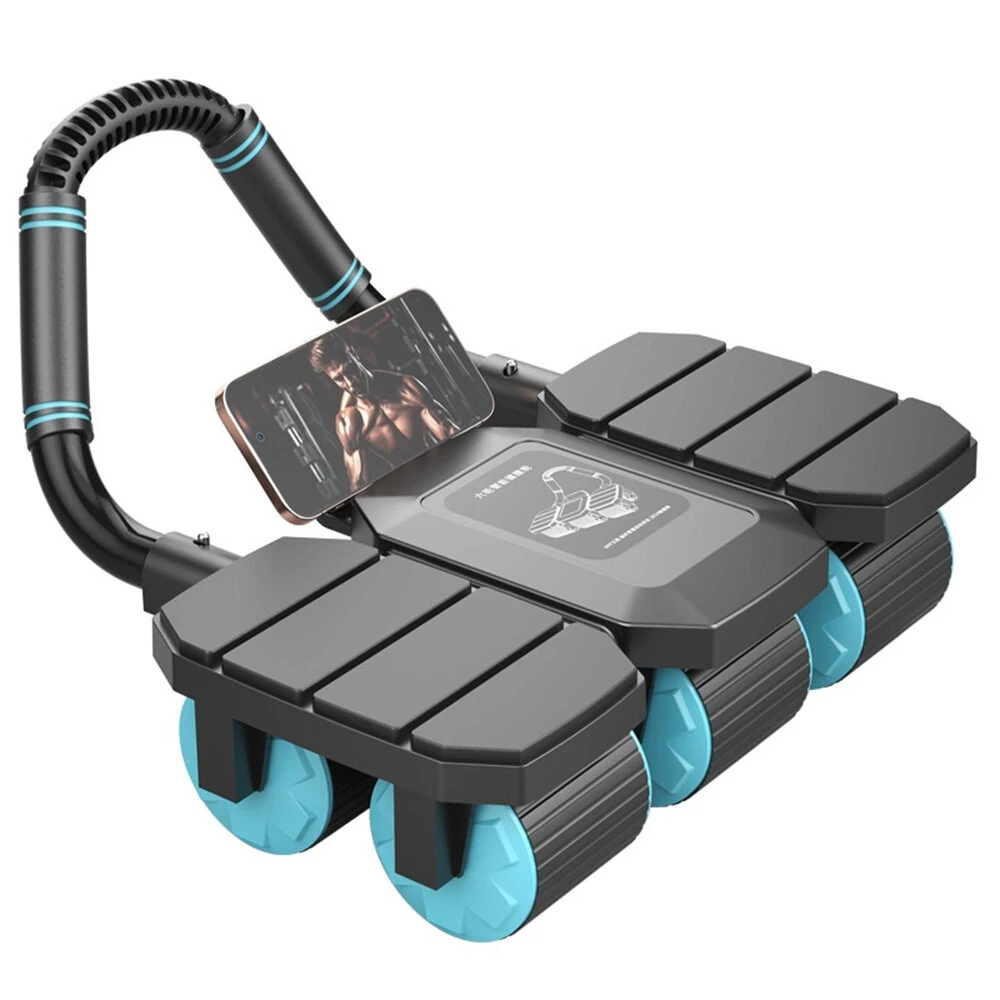 KALOAD 6 Wheel 8 Elbow Support Abdominal Trainer with Phone Holder Silent Sport Automatic Rebound Core Strength Roller Fitness Equipment for Home Gym