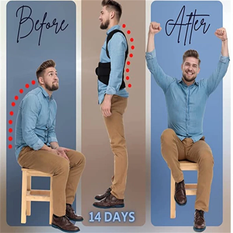 KALOAD Adjustable Back Support Belt Back Posture Corrector Shoulder Lumbar Spine Support Back Protector — view 8