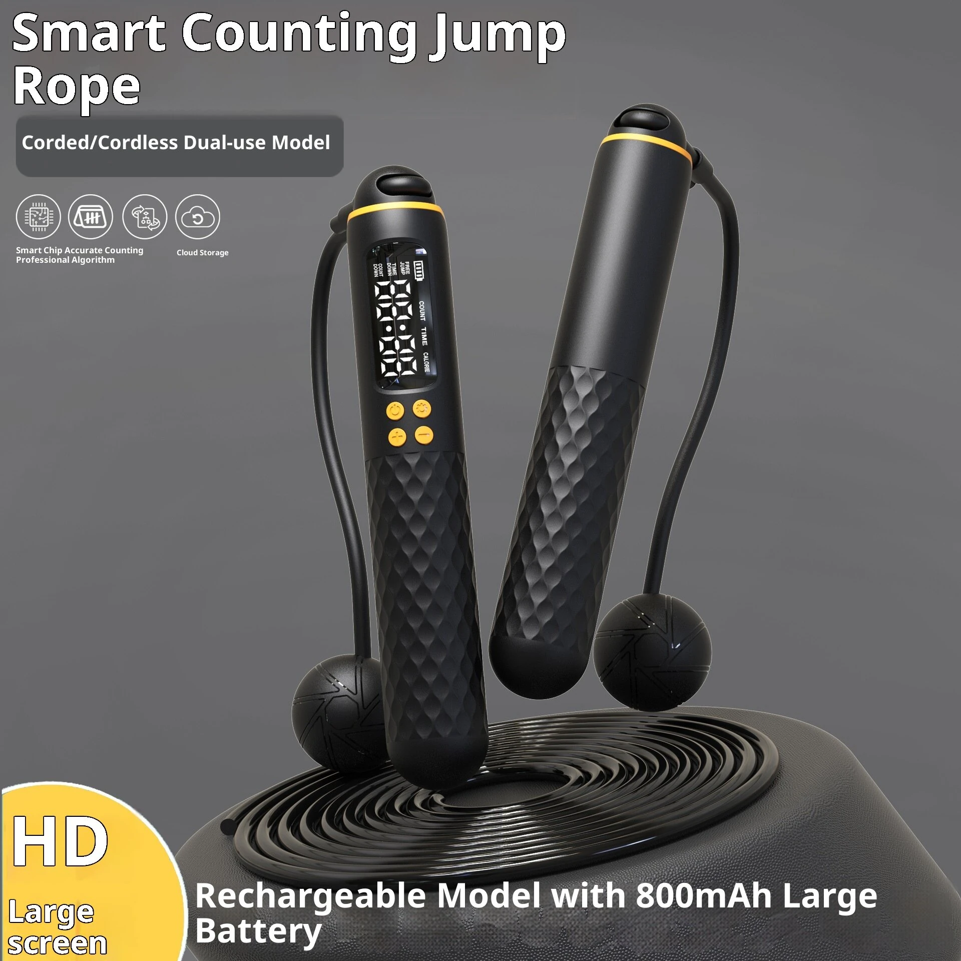 KALOAD Bluetooth Smart Count Jump Rope Type-C Charging Weighted / Cordless Wire Rope Adjustable Jump Rope Trainer Digital Wireless Calorie Counter — view 4