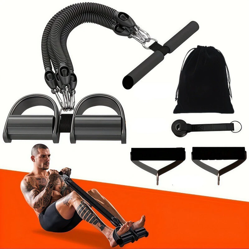 KALOAD Multifunction Fitness Resistance Band Pedal Pull-Up Sit-Up Trainer Adjustable Full Body Exercise Equipment Non-Slip Handles Portable Home Gym Workout Tool Ankle Puller Door Hook Accessories