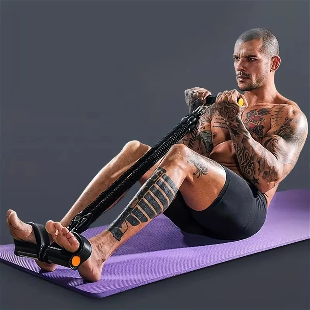 KALOAD Multifunction Fitness Resistance Band Pedal Pull-Up Sit-Up Trainer Adjustable Full Body Exercise Equipment Non-Slip Handles Portable Home Gym Workout Tool Ankle Puller Door Hook Accessories — view 2