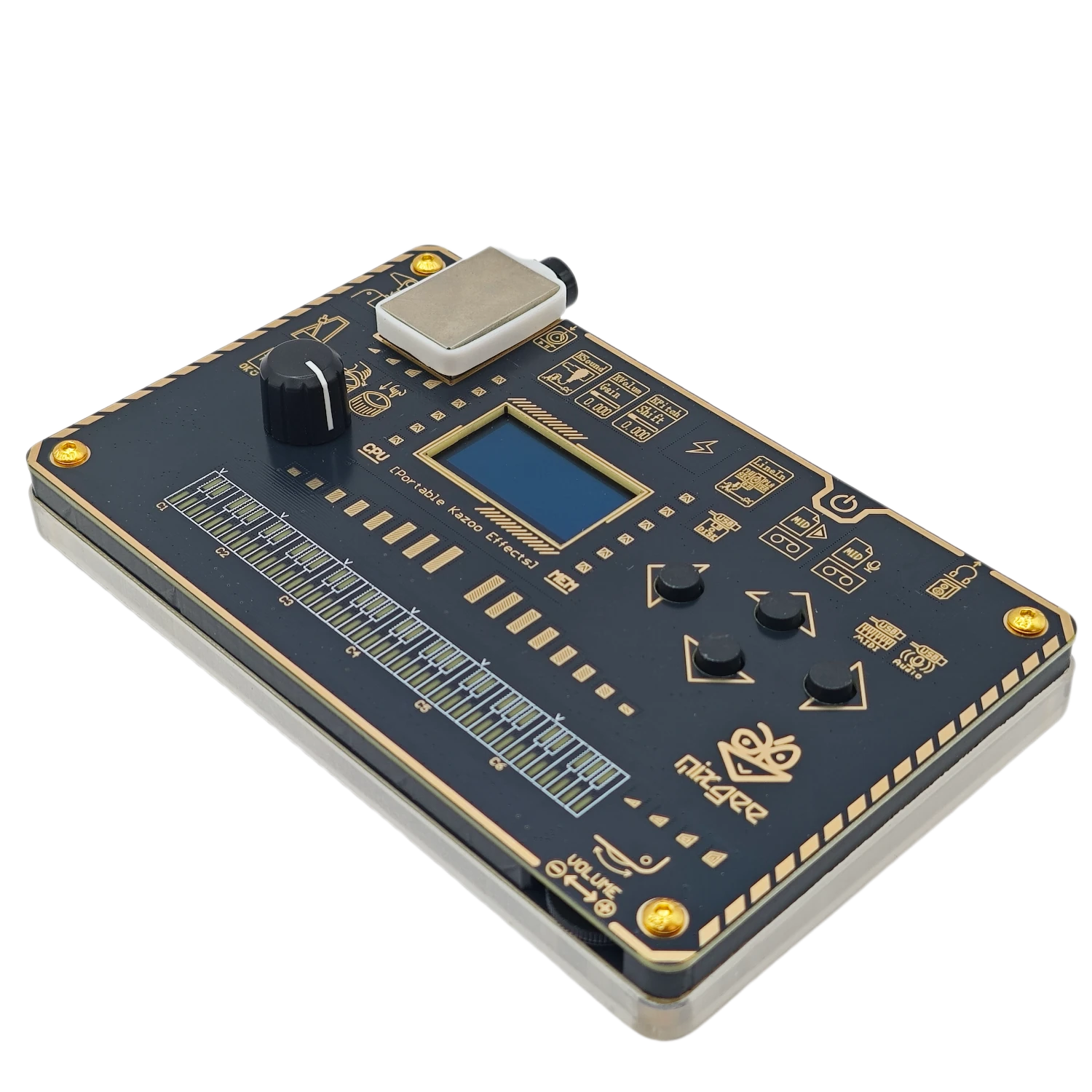 Kazoo Synthesizer Effect Processor 24Bit 48kHz Adjustable Sampling Rate Rechargeable Compatible with Electric Guitar Oscillator Sound Audio Visualization MIDI Patch Sharing Portable Music Device — view 2