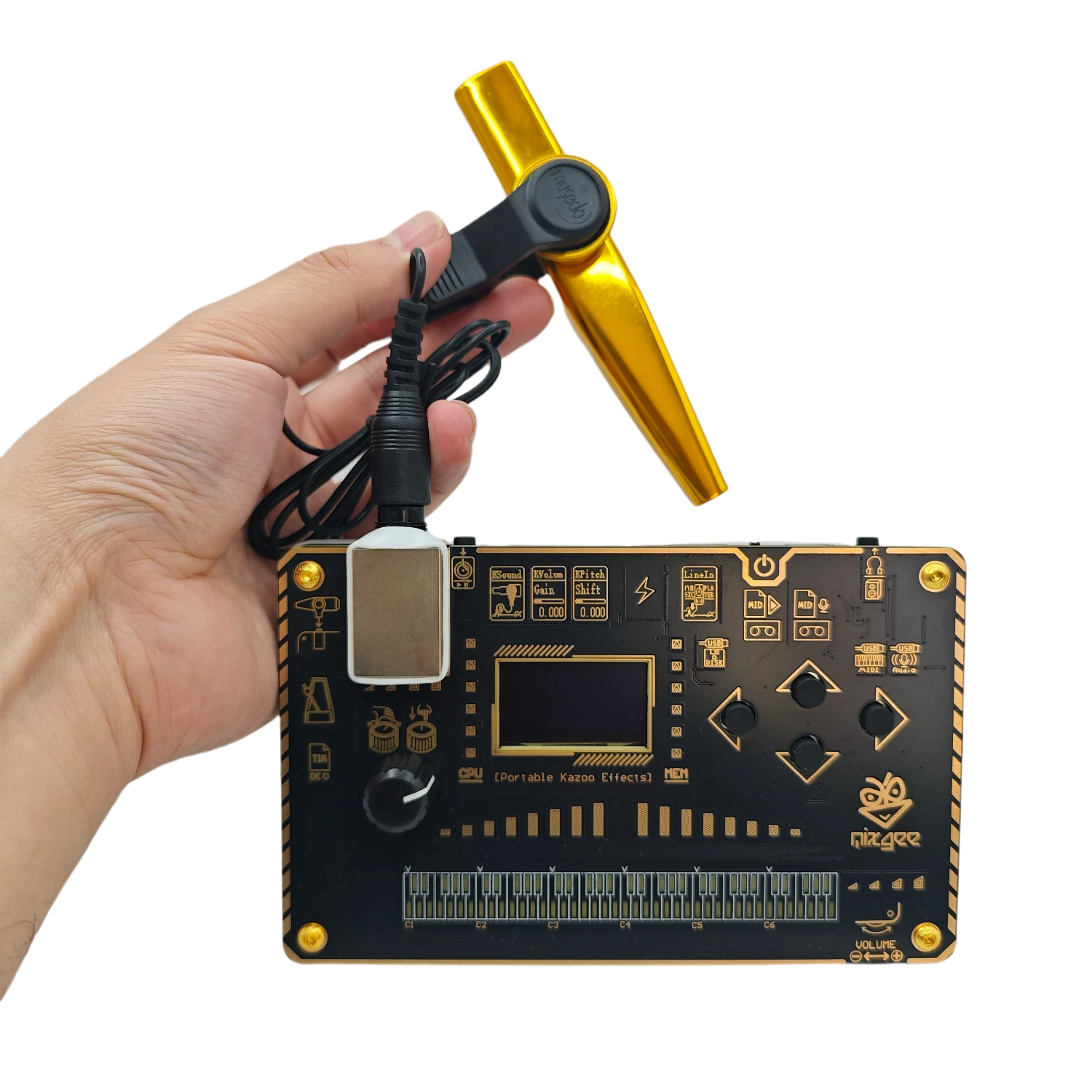 Kazoo Synthesizer Effect Processor 24Bit 48kHz Adjustable Sampling Rate Rechargeable Compatible with Electric Guitar Oscillator Sound Audio Visualization MIDI Patch Sharing Portable Music Device — view 5