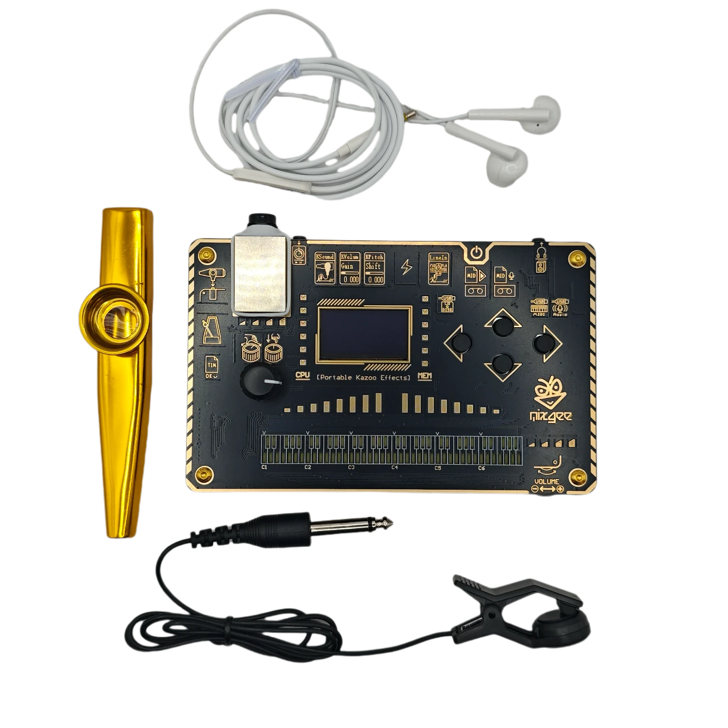 Kazoo Synthesizer Effect Processor 24Bit 48kHz Adjustable Sampling Rate Rechargeable Compatible with Electric Guitar Oscillator Sound Audio Visualization MIDI Patch Sharing Portable Music Device — view 6