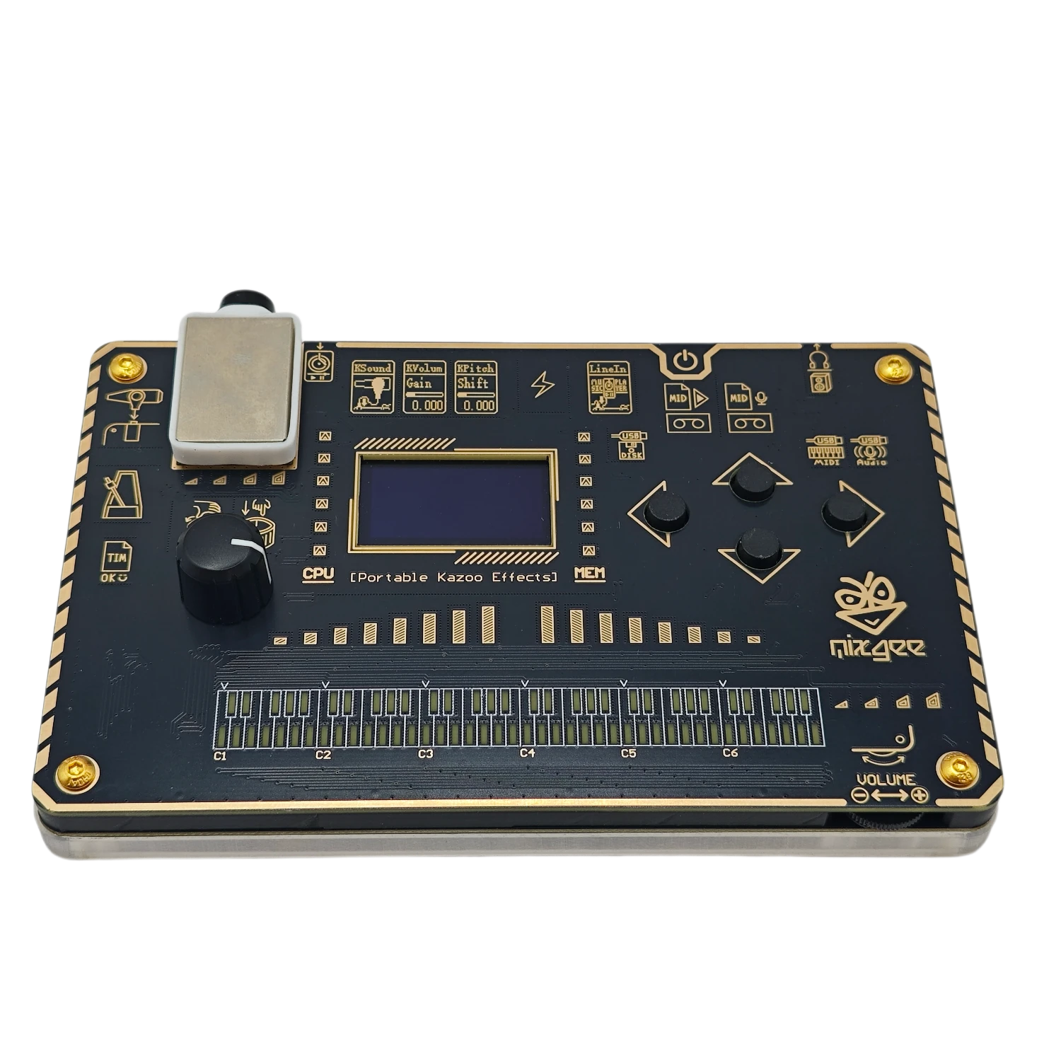 Kazoo Synthesizer Effect Processor 24Bit 48kHz Adjustable Sampling Rate Rechargeable Compatible with Electric Guitar Oscillator Sound Audio Visualization MIDI Patch Sharing Portable Music Device — view 7