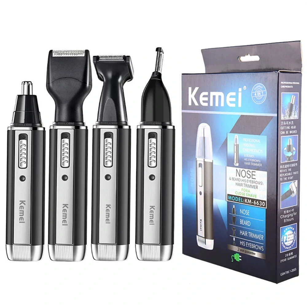 Kemei 4-in-1 Nose Ear Hair Trimmer with High-Quality Stainless Steel Blades Washable and Replaceable Trimming Head Compact Portable Design 60 minutes Working Time with Charging Indicator — view 2