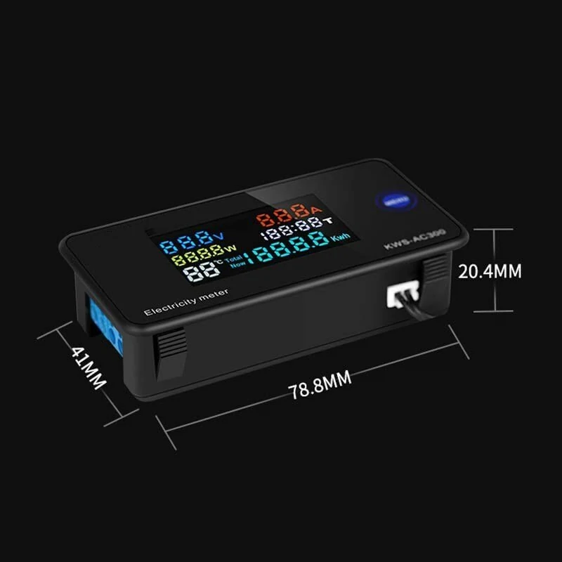 KEWEISI AC 50~300V 20A/100A Digital Electricity Meter Voltmeter Ammeter With CT Power Current Voltage Temperature Measurement — view 5
