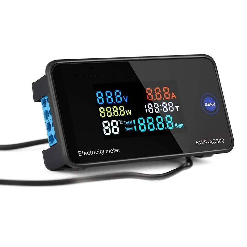 KEWEISI AC 50~300V 20A/100A Digital Electricity Meter Voltmeter Ammeter With CT Power Current Voltage Temperature Measurement — view 7
