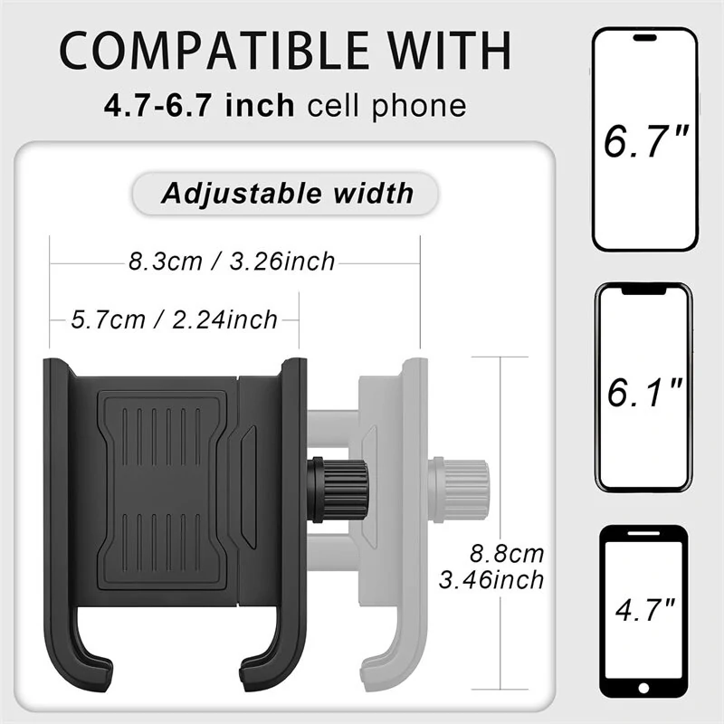 KGVYKL Phone Holder 4.7"-7.2" Adjustable Phone Clip Stand Shockproof Portable Bike Holder Phone Bracket for Bicycle Electric Scooter Motorcycle — view 4