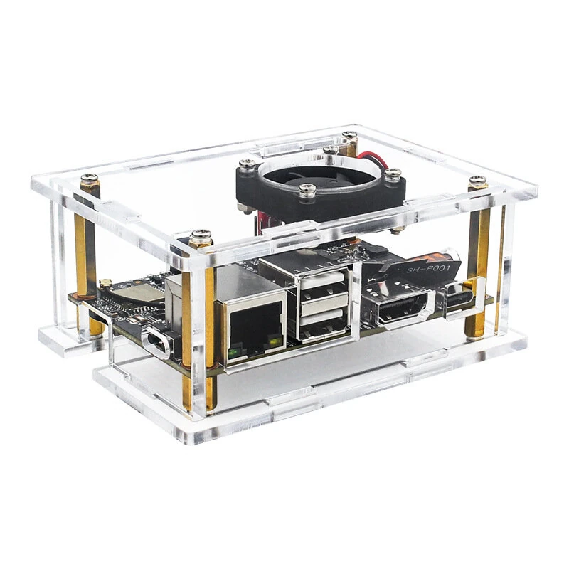 Kickpi K2B Motherboard Shell k2b Acrylic Protective Shell K2B Allwinner H618 Development Board Transparent Box Compatible with Orange Pi RV2 Board — Kickpi