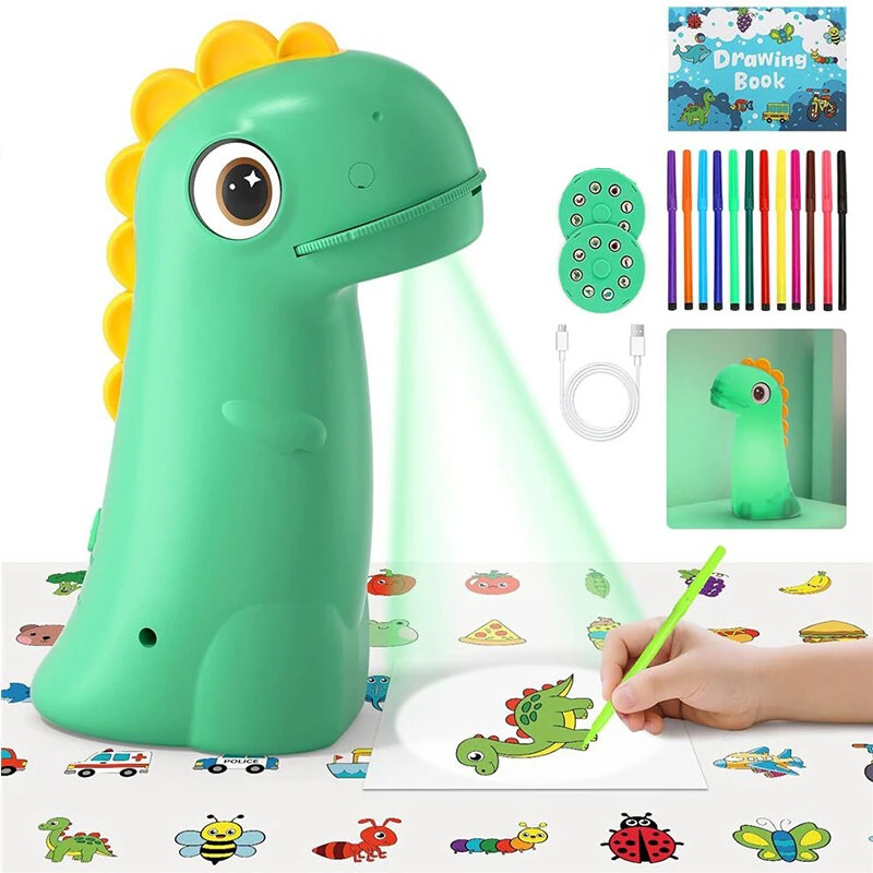 Kids Drawing Projector Trace and Draw Projector Art Sketcher Smart Table LED Light Painting Board Learning Educational Toys Cute Dinosaur Children Toy for Toddlers Boys Girls Birthday Gift — Kids