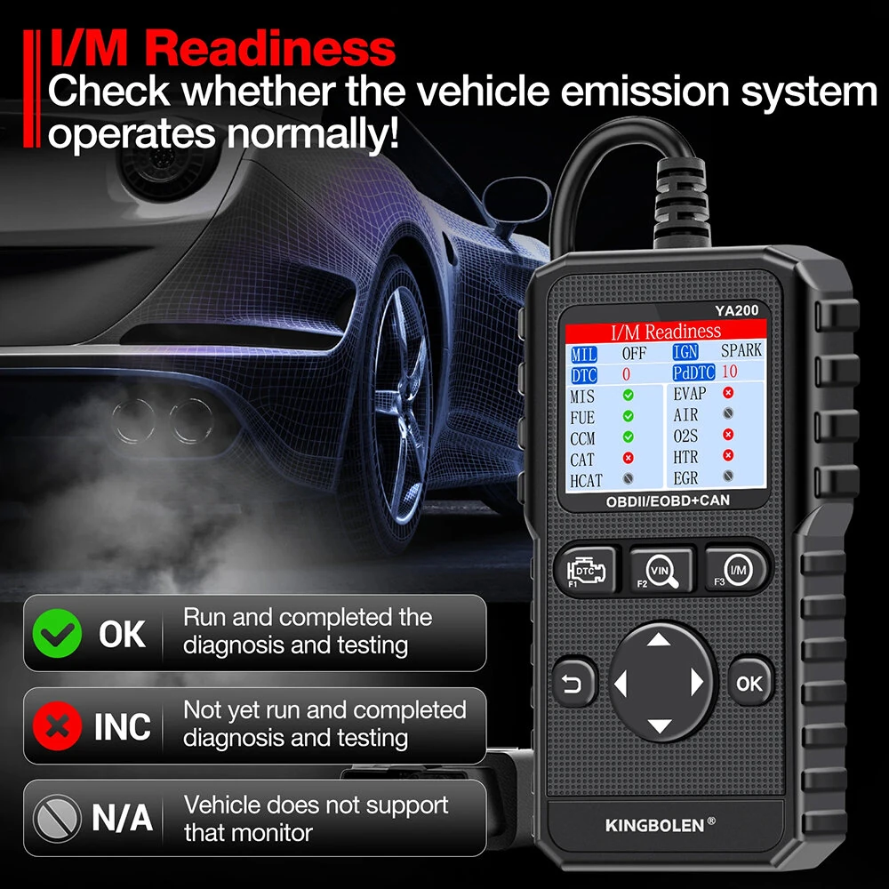 Kingbolen YA200 OBD2 Scanner Multi-Language Car Diagnostic Tool Engine Code Reader DTC Lookup Voltage Test Life Free Update — view 8