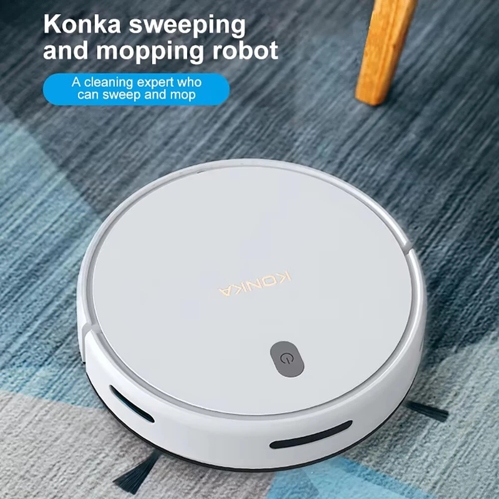KONKA 3 In 1 1000pa Household Smart Sweeping And Mopping Vacuum Cleaner With 400ml Dustbin Capacity Automatic Charging for Home Office — view 3