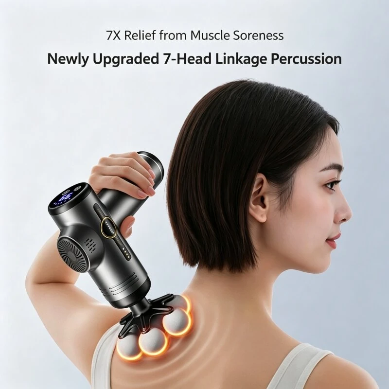 KONKA V1B 7-Head Professional Massage Gun with 9 Massage Heads & LCD Display 99 Speed Levels Adjustable Quiet Operation Portable Muscle Massager for Home Use — view 6