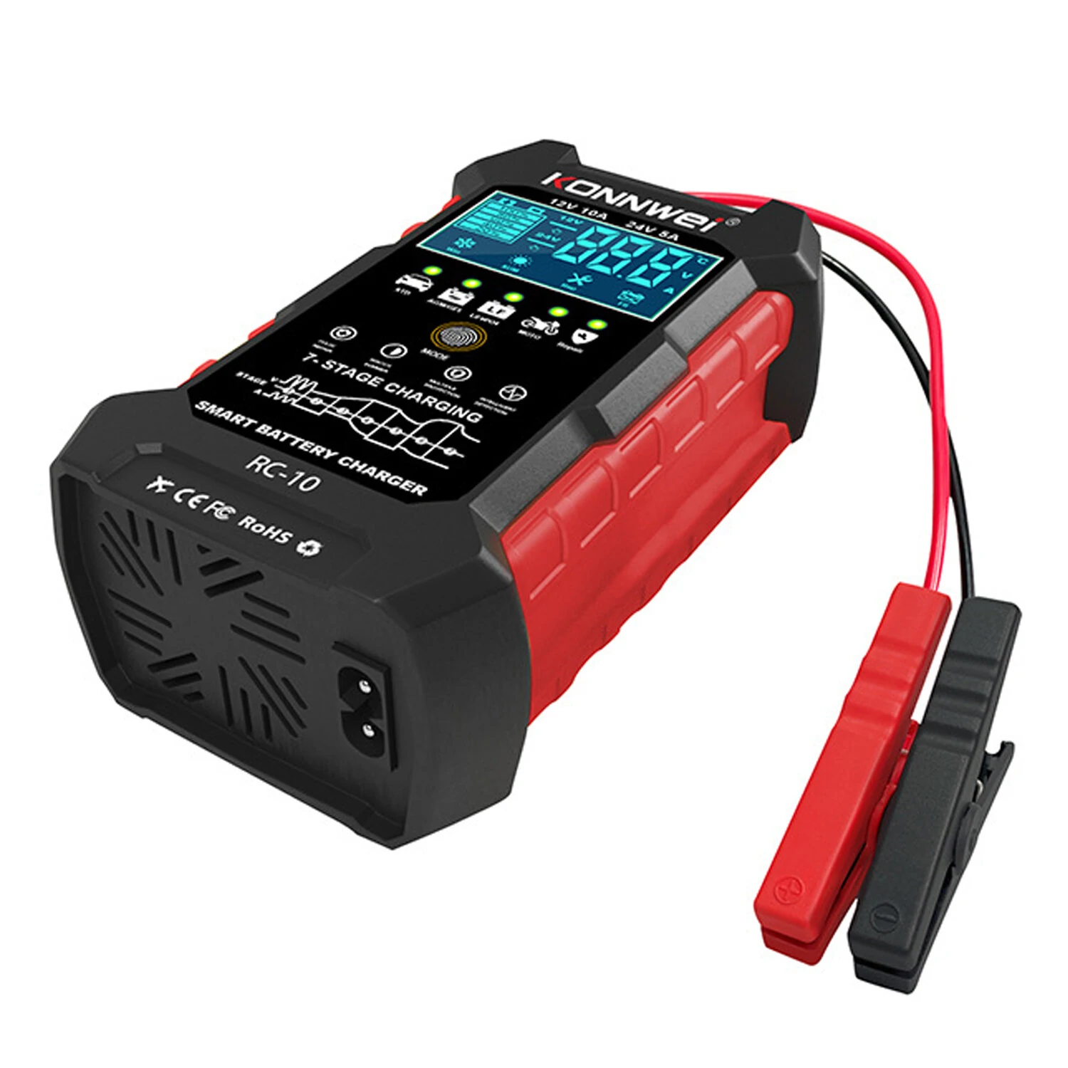 KONNWEI 12V 10A & 24V 5A Smart Automatic Battery Charger  & Pulse Repair Tool 100-240V/50-60Hz — view 2