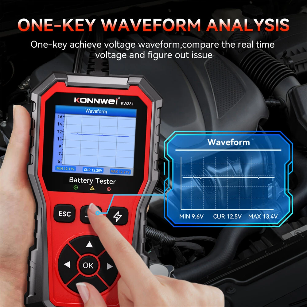 KONNWEI KW331 6V 12V 24V Automotive Lead-Acid Battery Tester Vehicle Battery Tester Analyzer — view 4