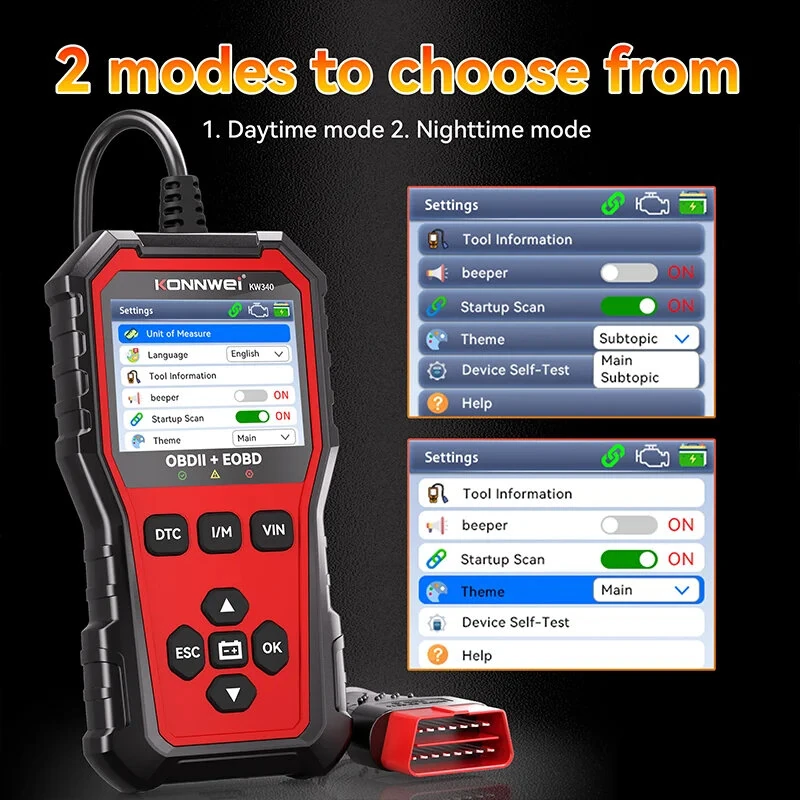 KONNWEi KW340 Car CAN OBD2 EOBD Diagnostic Tool Engine Battery Test Read Fault Code Clear Real-Time Data O2 Inspection Tool — view 4