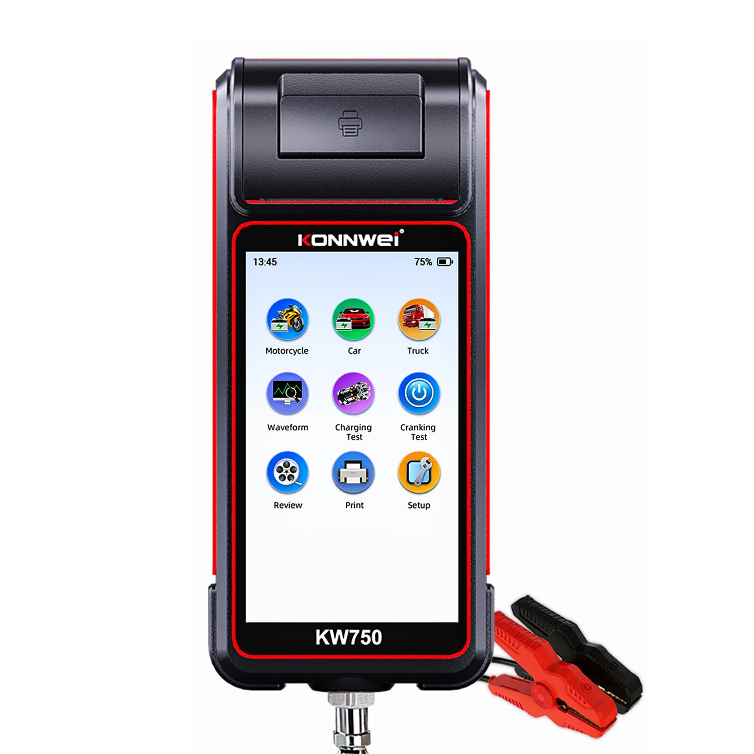 KONNWEI KW750 Car Battery Tester 6V 12V 24V with Printer 4.6 Inch Touch Screen Automotive Load Analyzer for AGM GEL EFB Lithium Cranking Charging System — view 8