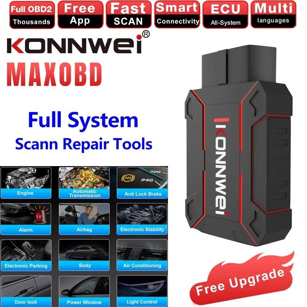KONNWEI MAXOBD Full Car System OBD2 Scanner Diagnostic Tool for iOS Android Code Read Engineirbag Automatic Transmission ABS Alarm Fault Code Reader — view 2