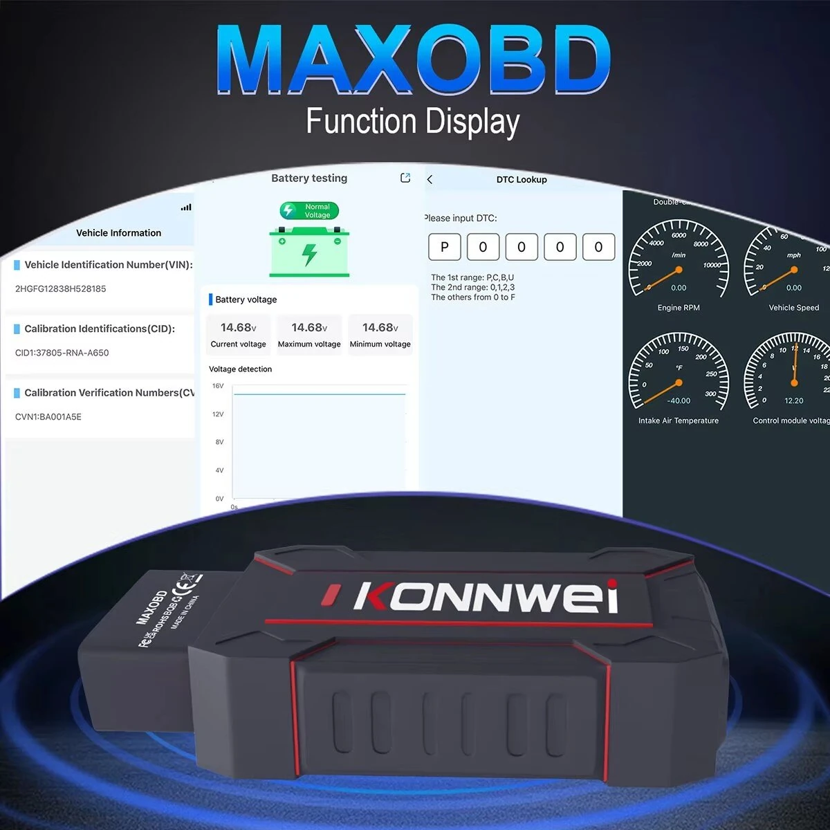 KONNWEI MAXOBD Full Car System OBD2 Scanner Diagnostic Tool for iOS Android Code Read Engineirbag Automatic Transmission ABS Alarm Fault Code Reader — view 4