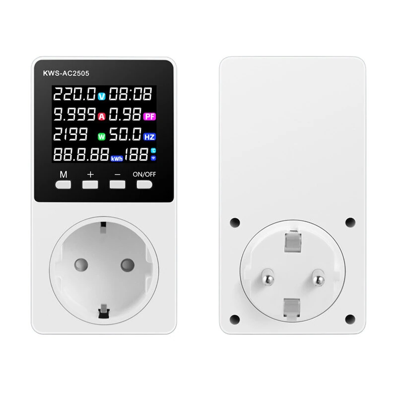 KOWSI KWS-AC2505WF KWS-AC2505 Smart Power Meter Socket AC 85-290V 16A 3500W WiFi Energy Monitor Plug With APP Control Voltage Current Power Display EU Plug — image 1
