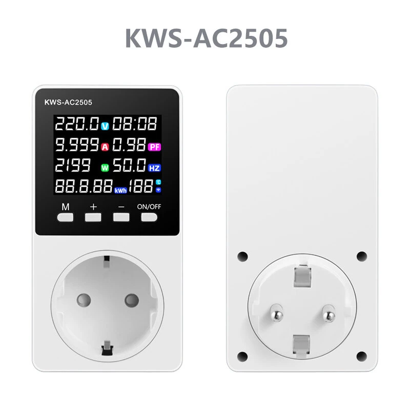 KOWSI KWS-AC2505WF KWS-AC2505 Smart Power Meter Socket AC 85-290V 16A 3500W WiFi Energy Monitor Plug With APP Control Voltage Current Power Display EU Plug — view 3