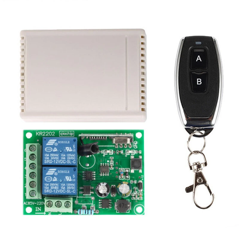 KR2202 433MHz AC 85-250V 2CH RF Remote Control Switch Controller + RF Relay Receiver For Light Garage Door Opener — view 3