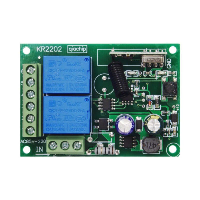 KR2202 433MHz AC 85-250V 2CH RF Remote Control Switch Controller + RF Relay Receiver For Light Garage Door Opener — view 7