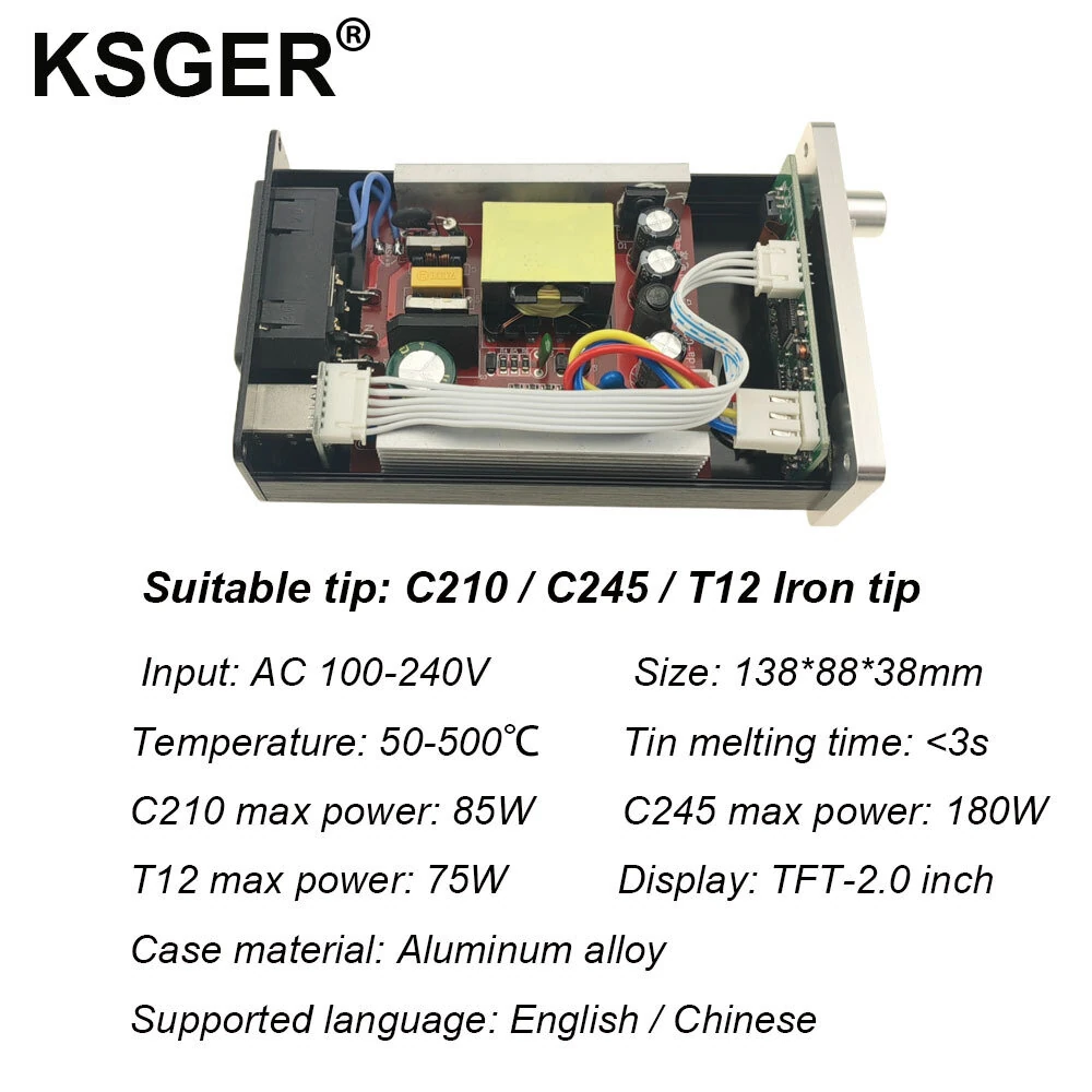KSGER Soldering Station Controller For C210 C245 T12 Iron Tips AC 100-240V TFT 2.0 Inch Display — view 3