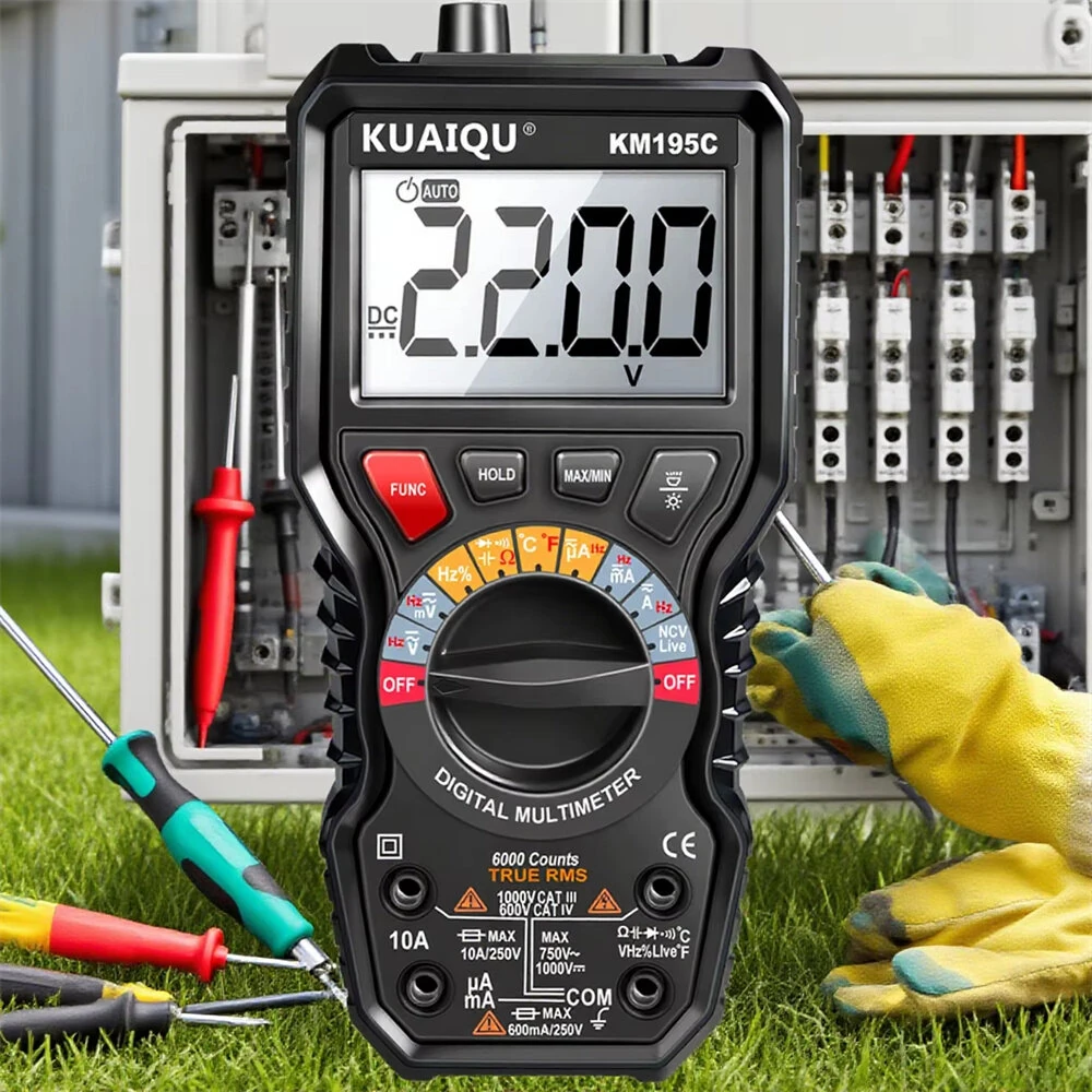 KUAIQU KM195C Digital Clamp Meter 6000 Counts True RMS AC DC Voltage Current Tester 1000V 10A Multimeter Auto Range NCV Continuity Diode Test — view 6