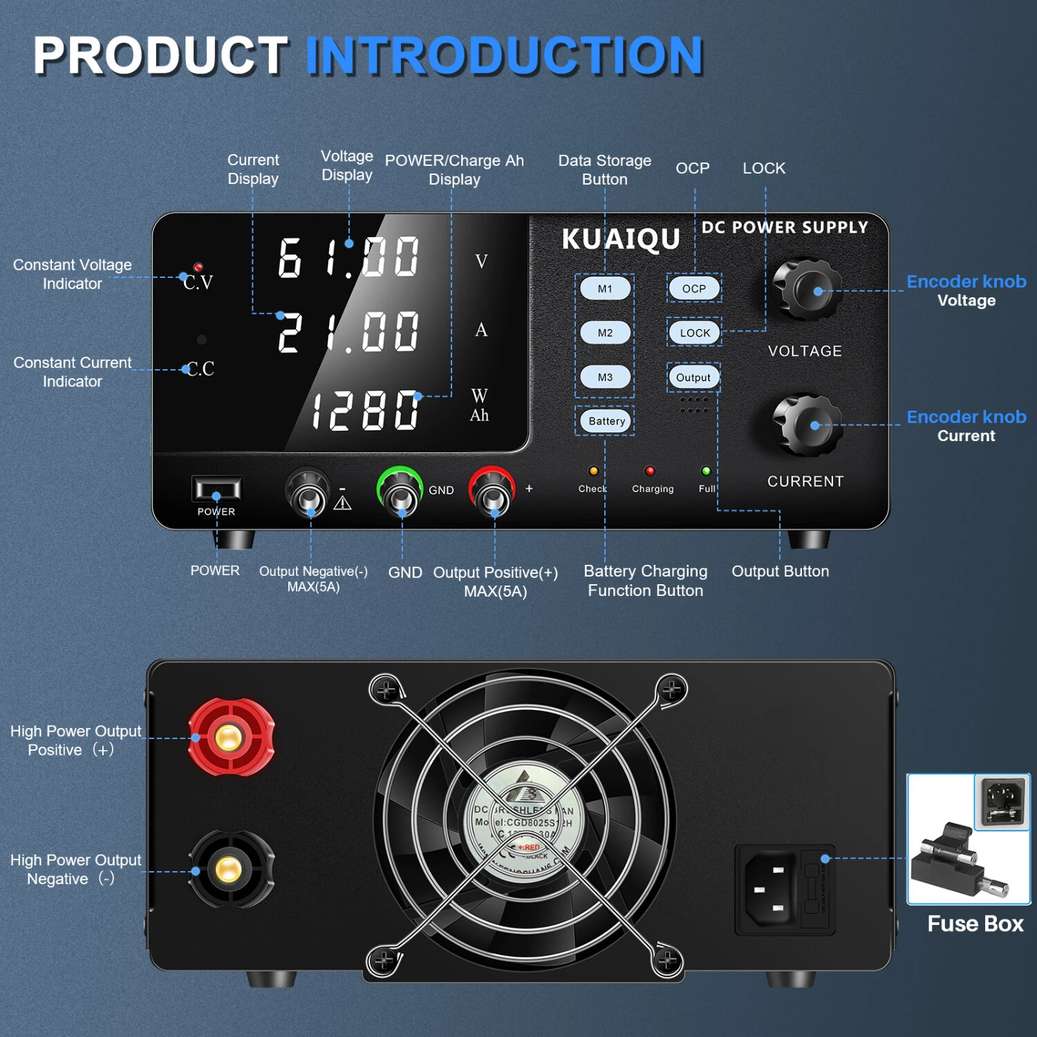KUAIQU R-SPS-C High Power Battery Charger DC Power Supply R-SPS1530C 450W 600W 900W 1200W 0-60V 0-30A (Option) Adjustable Voltage Current Bench Power Supply OCP function — view 6