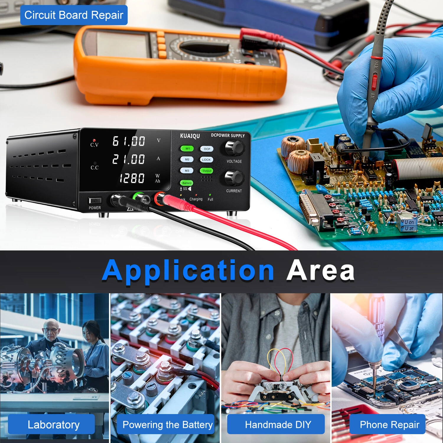 KUAIQU R-SPS-C High Power Battery Charger DC Power Supply R-SPS1530C 450W 600W 900W 1200W 0-60V 0-30A (Option) Adjustable Voltage Current Bench Power Supply OCP function — view 8