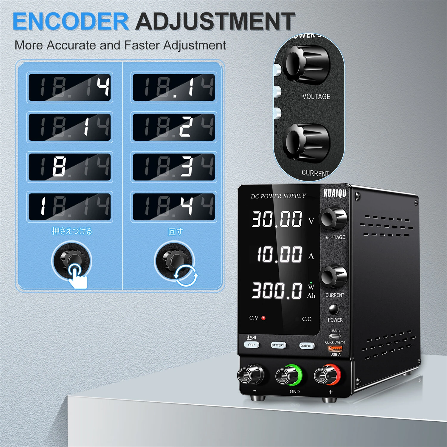 KUAIQU SPPS-C Series Programmable DC Power Supply Rechargeable Version 0-10A 150W 300W 360W 0-120V Adjustable Voltage Current LED Display Lab Testing Industrial Use EU Plug — view 6