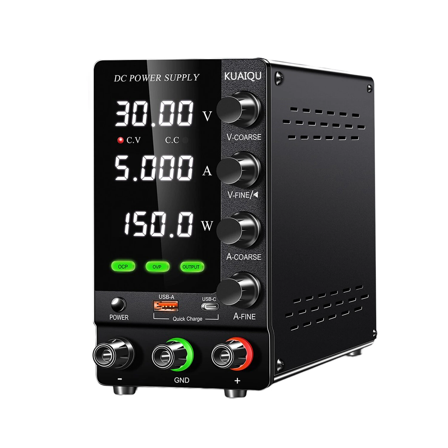 KUAIQU SPS-C-S Series Adjustable DC Power Supply OVP OCP 0-120V 150W 300W 360W 0-10A withKnob with Buzzer USB-A USB-C PPS PDO Port