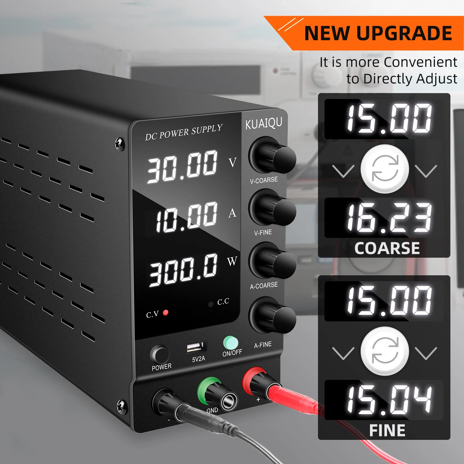 KUAIQU SPS-C Series Adjustable Voltage Power Supply Precision Control from 0-120V Voltage and 0-10A Current Superior Load Stability Detailed Digital Display Compact Design Ideal for Electronics Testing and Servicing — view 3