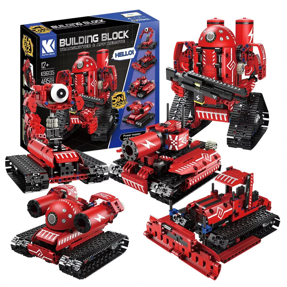 KY Blocks K96135 5-in-1 Robot APP/RC Creative Technical Educational Programming Toys Building Block Brick Assembly Kit Kids Christmas Gift — image 1
