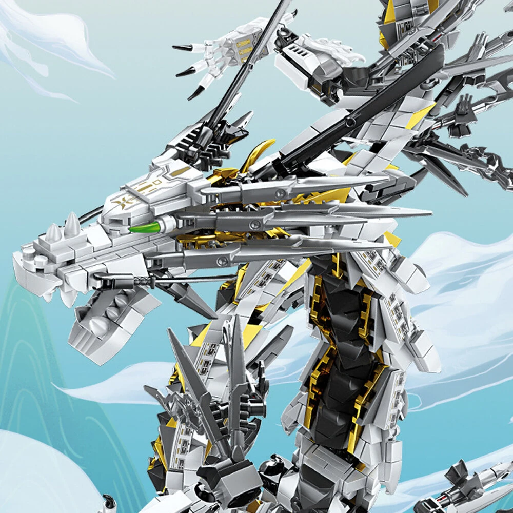 KY8093 White Hurricane Dragon Model MOC Building Block Brick Assembly Kit 1485PCS Creative Bricks Set for Children Gifts — view 2