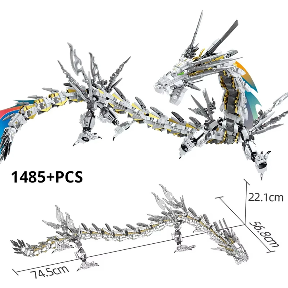 KY8093 White Hurricane Dragon Model MOC Building Block Brick Assembly Kit 1485PCS Creative Bricks Set for Children Gifts — view 4