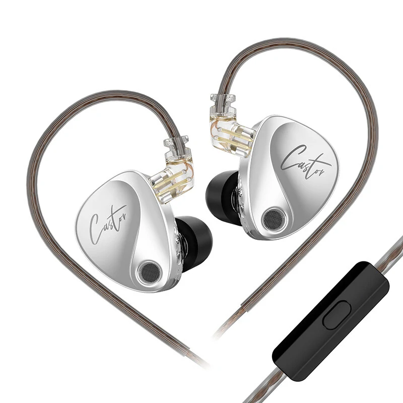 KZ Castor Wired Earphone Tuning Adjustable Dual Drivers IEM HiFi Sound Deep Bass 3.5mm Wired In-ear Earphone Headphone — KZ